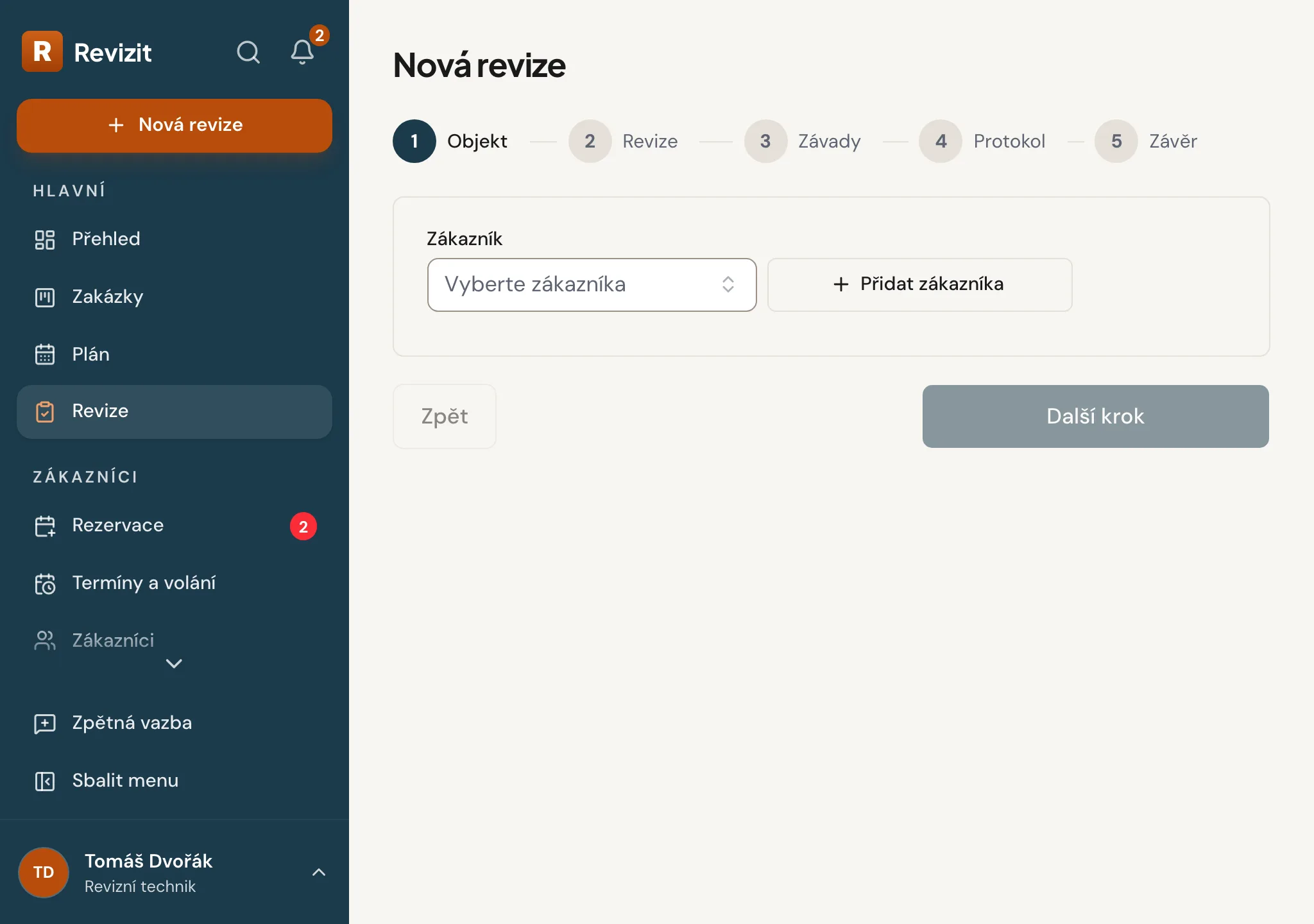 První krok průvodce novou revizí